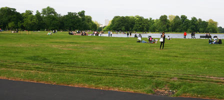 day, diffuse, diffused light, England, eye level view, group, London, natural light, park, people, picnicking, sitting, summer, The United Kingdom, treeline