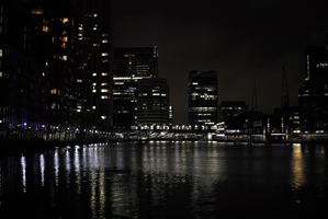 artificial lighting, cityscape, England, eye level view, London, night, reflected, river, The United Kingdom