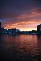 architecture, dusk, England, eye level view, London, river, sunset, The United Kingdom