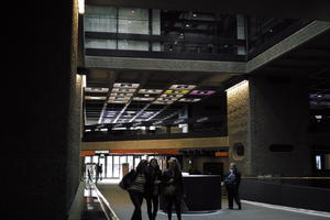 ceiling, day, England, eye level view, fluorescent, indoor lighting, interior, London, people, The United Kingdom