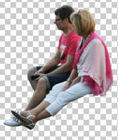 casual, caucasian, couple, cutout, cutout couples, cutout people, day, diffuse, diffused light, eye level view, side, sitting, summer