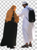 arabic, back, couple, cutout, cutout couples, cutout people, day, eye level view, spring, standing, sunny