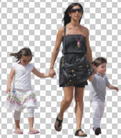 casual, cutout, cutout groups, cutout people, day, eye level view, family, front, group, people, summer, sunny, walking, woman