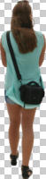 ambient light, back, casual, caucasian, cutout, cutout people, cutout women, day, eye level view, female, summer, walking, woman