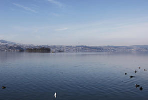 clear, coastline, day, eye level view, lake, Rapperswil, Sankt Gallen, sky, sunny, Switzerland, winter