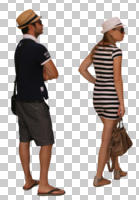 casual, caucasian, couple, cutout, cutout couples, cutout people, day, diffuse, diffused light, eye level view, side, standing, summer