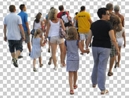 back, casual, caucasian, cutout, cutout groups, cutout people, day, diffuse, diffused light, eye level view, group, summer, walking