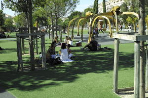autumn, casual, caucasian, day, eye level view, France, group, Nice, park, people, playground, Provence Alpes Cote D