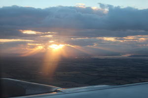 aerial view, cloud, dusk, evening, field, godrays, Scotland, summer, sunset, The United Kingdom, valley