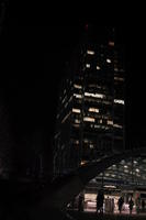 artificial lighting, building, building, city, England, eye level view, London, looking up, night, office, station, The United Kingdom, tower, winter