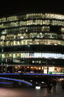 artificial lighting, England, eye level view, facade, London, night, office, office building, outdoor lighting, spring, The United Kingdom