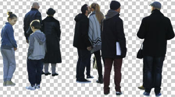casual, cutout, cutout groups, cutout people, day, elderly, eye level view, hugging, kids, people, standing, sunny, winter