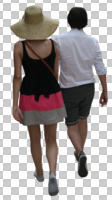 back, caucasian, couple, cutout, cutout couples, cutout people, day, diffuse, diffused light, eye level view, people, summer, walking