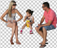 casual, caucasian, cutout, cutout groups, cutout people, day, eye level view, family, sitting, summer, sunset