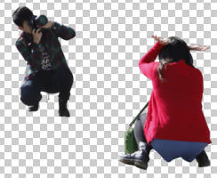 asian, casual, couple, cutout, cutout couples, cutout people, day, eye level view, kneeling, photographer, spring, sunny