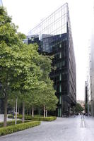dark, England, eye level view, facade, London, More London, overcast, square, The United Kingdom, tree, urban