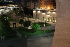 artificial lighting, Bilbao, elevated, night, Pais Vasco, road, roundabout, Spain, tree, vegetation