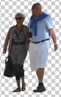 ambient light, casual, caucasian, couple, cutout, cutout couples, cutout people, day, elderly, eye level view, natural light, walking