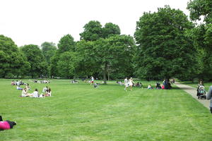 day, England, eye level view, grass, Hyde Park, London, overcast, park, people, spring, The United Kingdom, tree, treeline, vegetation