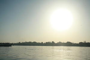 clear, dusk, East Timor, Egypt, Egypt, eye level view, river, river Nile, sky, sun, sunset