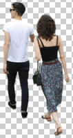ambient light, back, casual, caucasian, couple, cutout, cutout couples, cutout people, day, eye level view, natural light, summer, walking