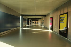 advertisement, airport, Copenhagen , corridor, Denmark, dusk, eye level view, floor, interior, Kobenhavn, spring