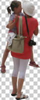 ambient light, back, casual, caucasian, cutout, cutout groups, cutout people, day, eye level view, family, standing, summer