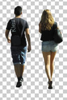 back, casual, caucasian, cutout, cutout couples, cutout people, day, eye level view, people, summer, teenager, walking, youngster