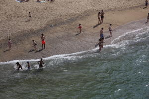 Aquitaine, beach, Biarritz, day, elevated, France, people, spring, sunbathing, sunlight, sunny, sunshine