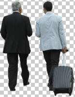 back, business, caucasian, couple, cutout, cutout couples, cutout people, day, diffuse, diffused light, eye level view, spring, walking