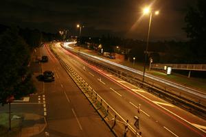 artificial lighting, car, effect, elevated, England, evening, London, road, The United Kingdom