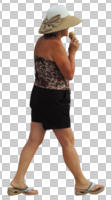 casual, caucasian, cutout, cutout people, cutout women, day, diffuse, diffused light, eating, eye level view, female, side, summer, walking, woman