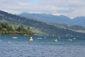 day, eye level view, Lausanne, mountain, natural light, seascape, summer, sunny, Switzerland, Vaud