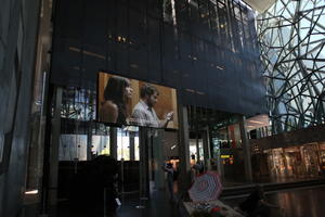 artificial lighting, Australia, display, eye level view, facade, indoor lighting, interior, Melbourne, screen, station, Victoria