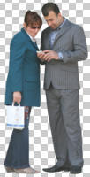 caucasian, couple, cutout, cutout couples, cutout people, day, eye level view, front, natural light, smart, standing, summer
