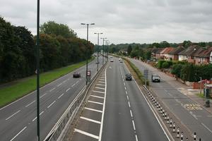 car, day, elevated, England, grass, guardrail, London, natural light, road, The United Kingdom, vegetation