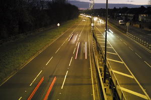 artificial lighting, car, car lights, city lights, elevated, England, evening, London, night, outdoor lighting, road, The United Kingdom, traffic, urban, winter