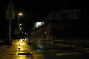 artificial lighting, city, Croatia, eye level view, night, spring, street, street light, wet, Zadar, Zadarska