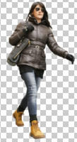 casual, cutout, cutout people, cutout women, day, eye level view, female, front, spring, sunny, walking, woman