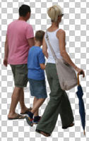 back, casual, caucasian, cutout, cutout groups, cutout people, day, eye level view, family, group, natural light, people, summer, walking