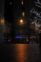 artificial lighting, city, city lights, England, eye level view, Liverpool, night, outdoor lighting, pavement, The United Kingdom, urban
