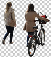 back, casual, caucasian, cutout, cutout people, cutout women, day, eye level view, sunny, walking, winter, woman