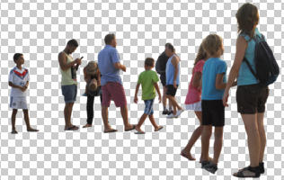casual, children, cutout, cutout groups, cutout people, day, diffuse, diffused light, eye level view, group, people, standing, summer, walking