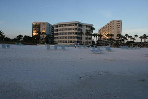 apartment, beach, evening, eye level view, Florida, Sarasota, sunbed, sunny, sunset, sunshine, The United States, winter