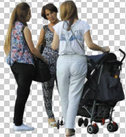 casual, caucasian, cutout, cutout groups, cutout people, day, eye level view, mother and child, people, standing, talking